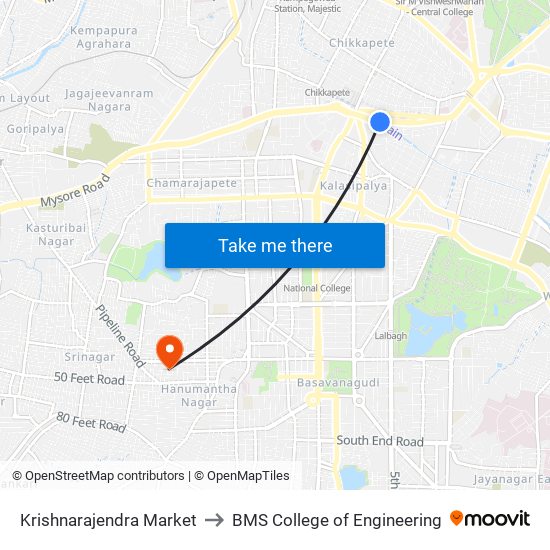 Krishnarajendra Market to BMS College of Engineering map