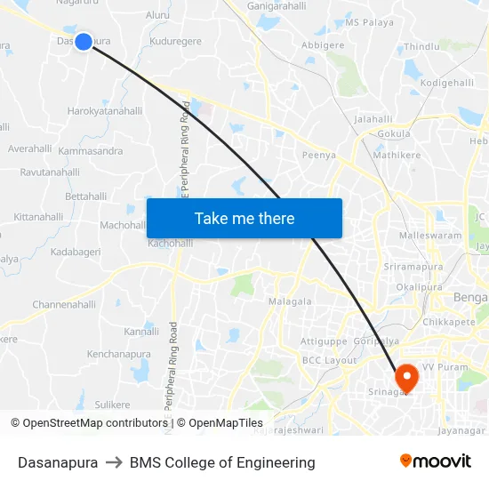 Dasanapura to BMS College of Engineering map
