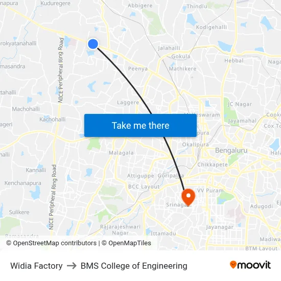 Widia Factory to BMS College of Engineering map
