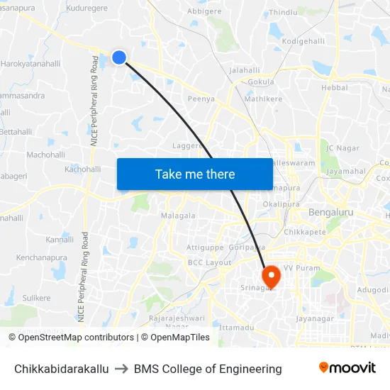 Chikkabidarakallu to BMS College of Engineering map