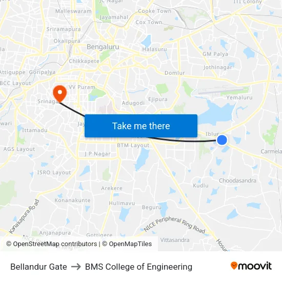 Bellandur Gate to BMS College of Engineering map