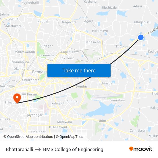 Bhattarahalli to BMS College of Engineering map