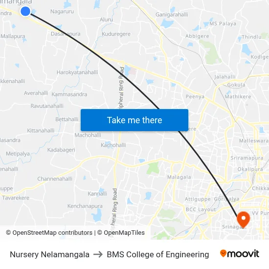 Nursery Nelamangala to BMS College of Engineering map