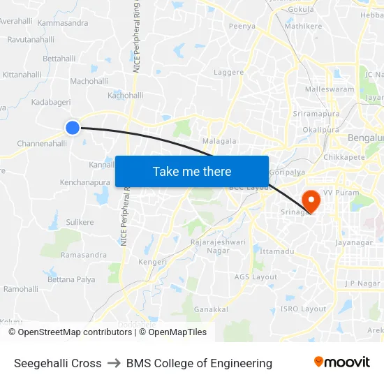 Seegehalli Cross to BMS College of Engineering map