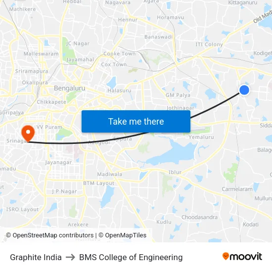 Graphite India to BMS College of Engineering map
