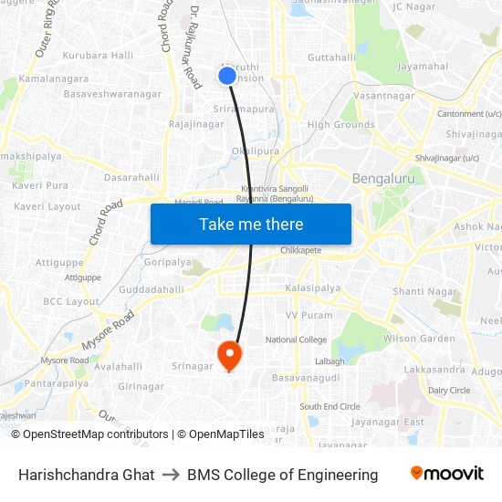 Harishchandra Ghat to BMS College of Engineering map