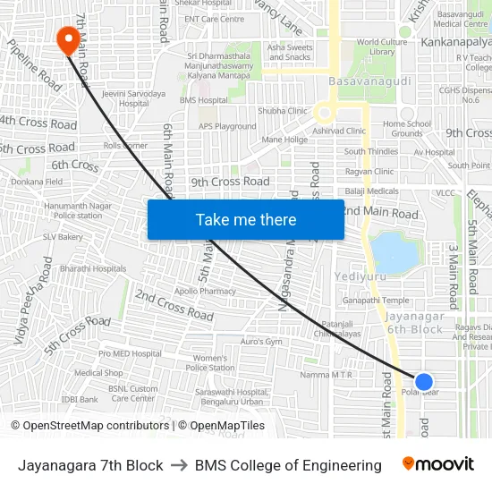 Jayanagara 7th Block to BMS College of Engineering map