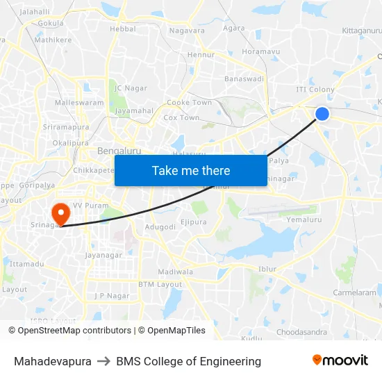 Mahadevapura to BMS College of Engineering map