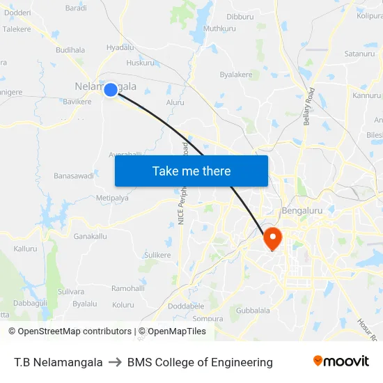 T.B Nelamangala to BMS College of Engineering map