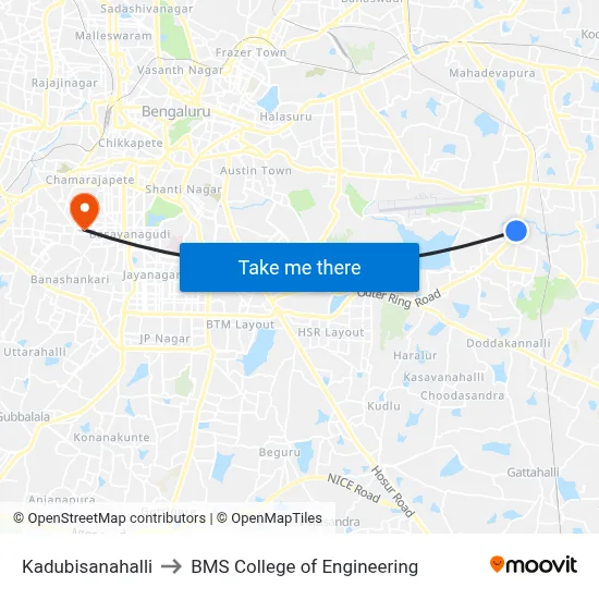 Kadubisanahalli to BMS College of Engineering map
