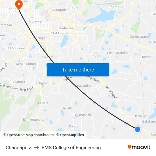 Chandapura to BMS College of Engineering map