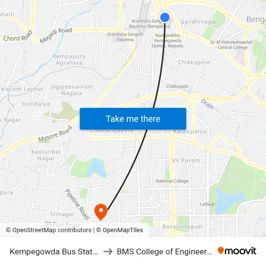 Kempegowda Bus Station to BMS College of Engineering map