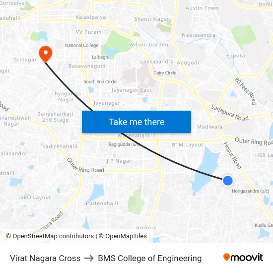 Virat Nagara Cross to BMS College of Engineering map
