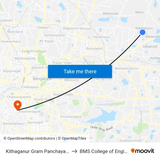 Kithaganur Gram Panchayathi Office to BMS College of Engineering map