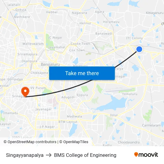 Singayyanapalya to BMS College of Engineering map
