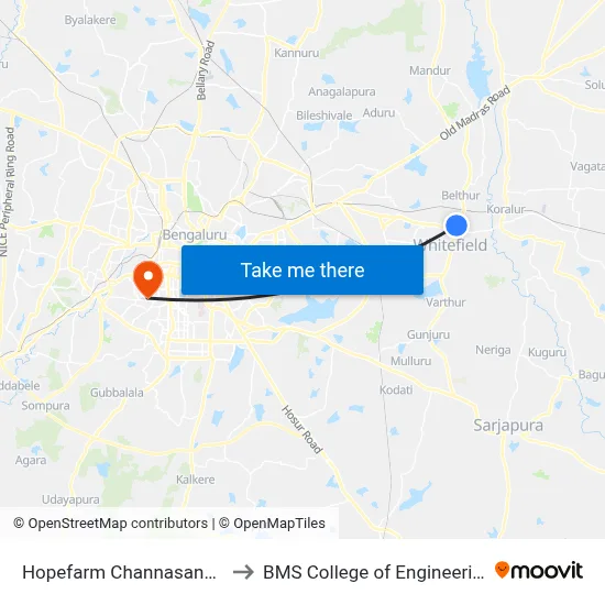 Hopefarm Channasandra to BMS College of Engineering map