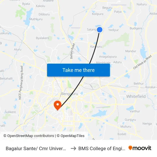Bagalur Sante/ Cmr University Cross to BMS College of Engineering map