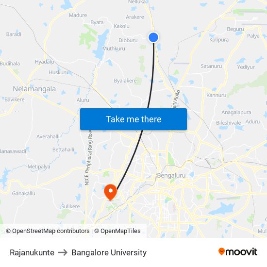 Rajanukunte to Bangalore University map