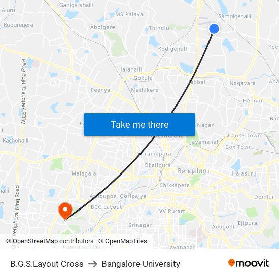 B.G.S.Layout Cross to Bangalore University map
