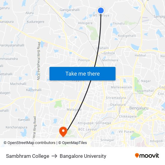 Sambhram College to Bangalore University map