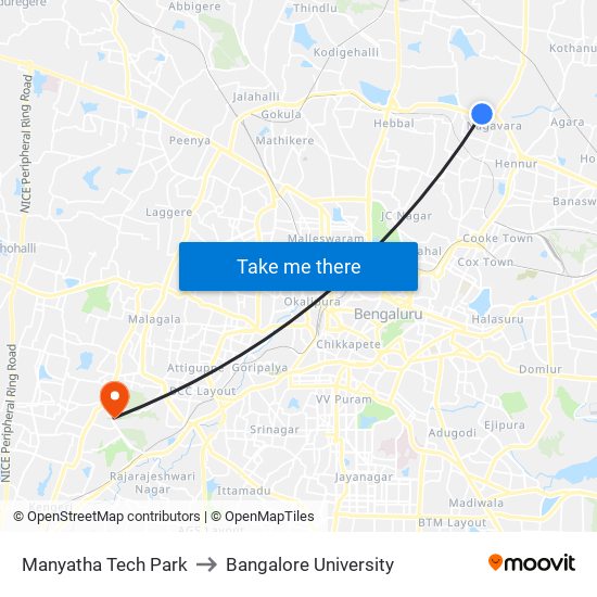 Manyatha Tech Park to Bangalore University map