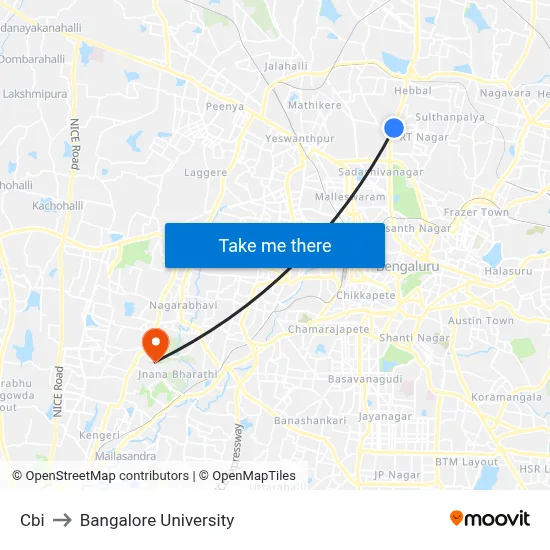 Cbi to Bangalore University map