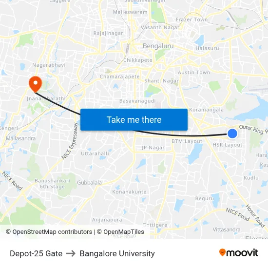 Depot-25 Gate to Bangalore University map