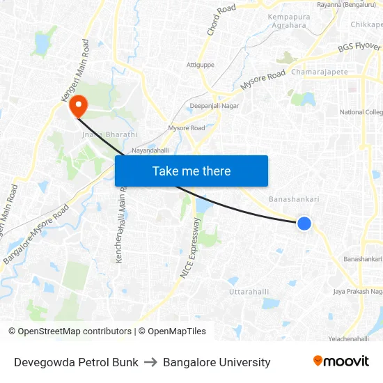 Devegowda Petrol Bunk to Bangalore University map