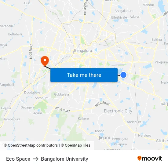Eco Space to Bangalore University map