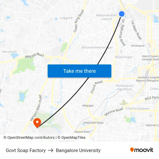 Govt Soap Factory to Bangalore University map