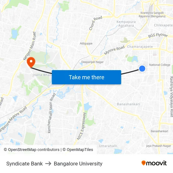 Syndicate Bank to Bangalore University map
