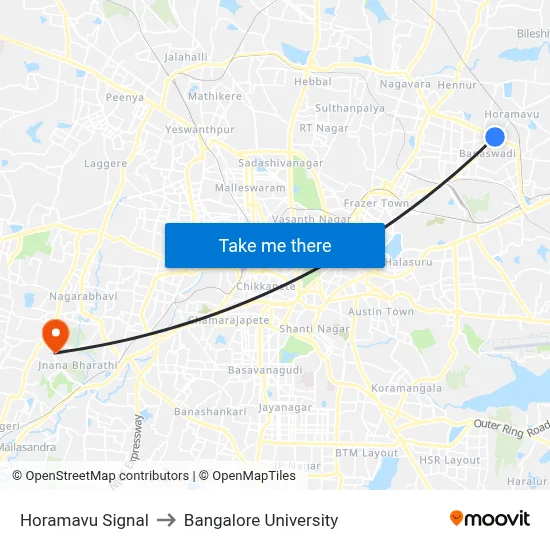 Horamavu Signal to Bangalore University map