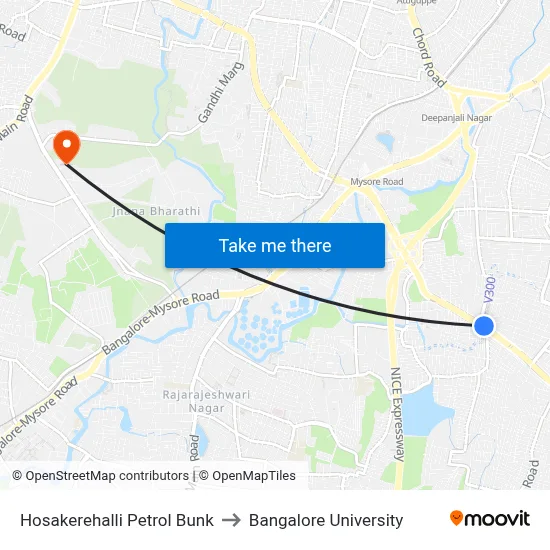Hosakerehalli Petrol Bunk to Bangalore University map