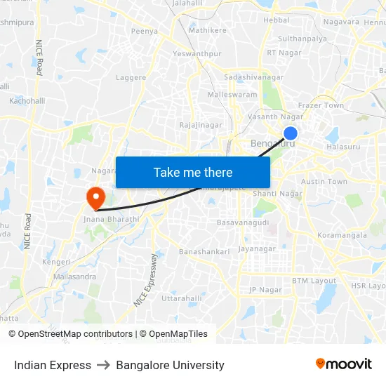 Indian Express to Bangalore University map