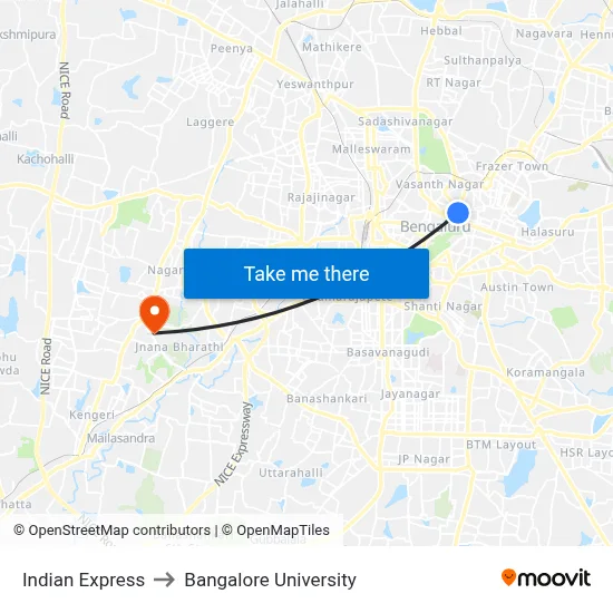 Indian Express to Bangalore University map