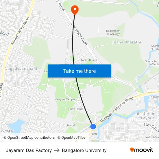 Jayaram Das Factory to Bangalore University map