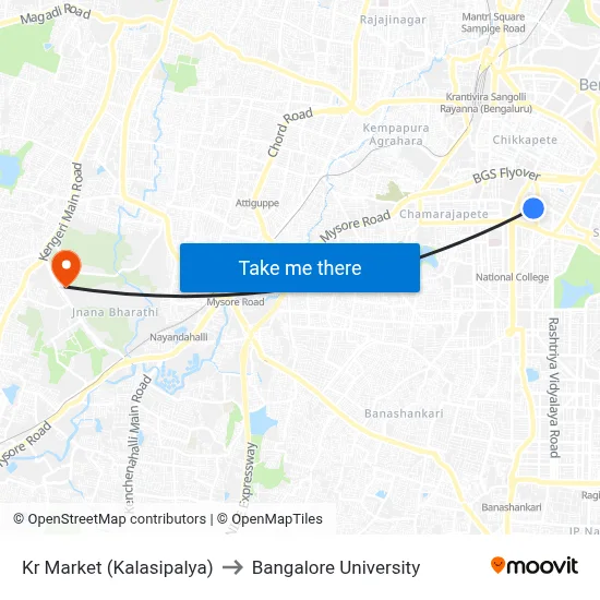 Kr Market (Kalasipalya) to Bangalore University map