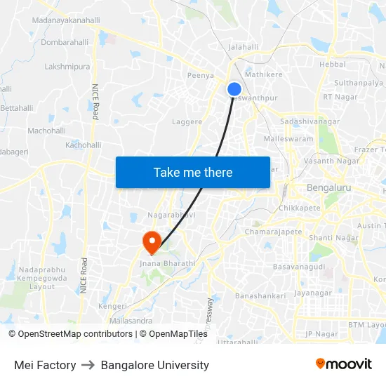 Mei Factory to Bangalore University map