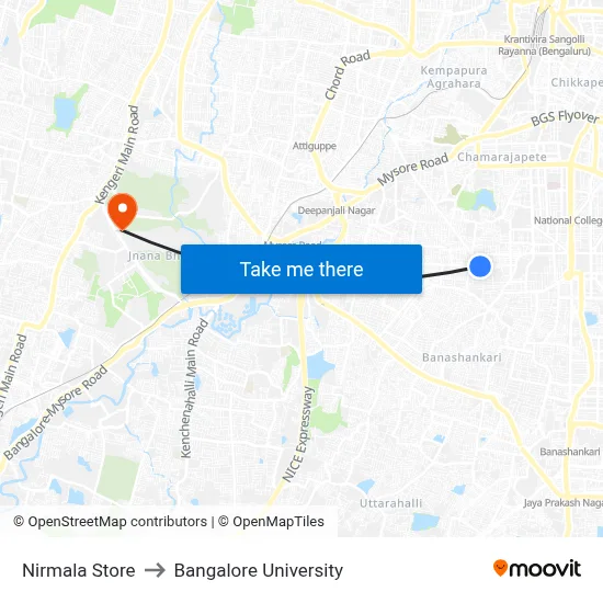 Nirmala Store to Bangalore University map