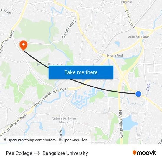 Pes College to Bangalore University map