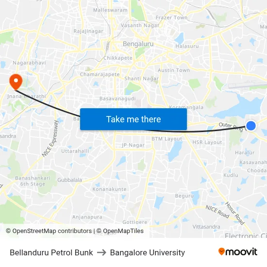 Bellanduru Petrol Bunk to Bangalore University map