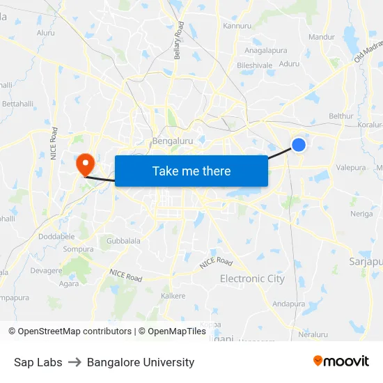 Sap Labs to Bangalore University map