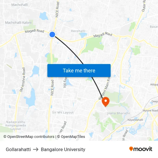 Gollarahatti to Bangalore University map
