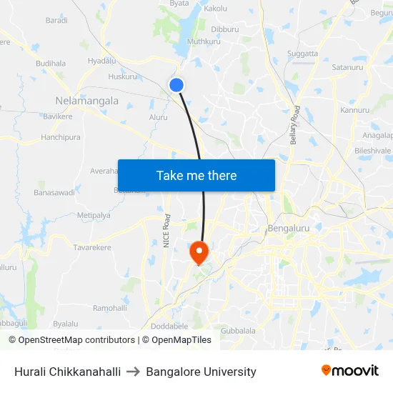 Hurali Chikkanahalli to Bangalore University map