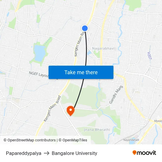 Papareddypalya to Bangalore University map
