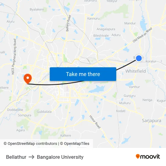 Bellathur to Bangalore University map