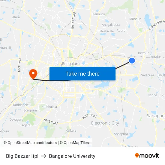Big Bazzar Itpl to Bangalore University map