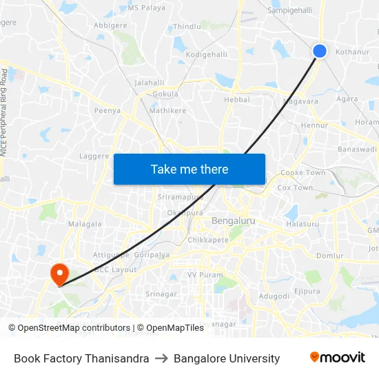 Book Factory Thanisandra to Bangalore University map