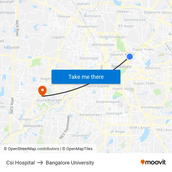 Csi Hospital to Bangalore University map