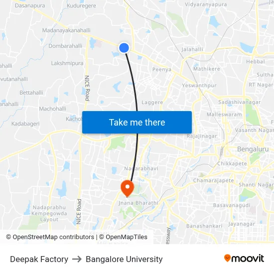 Deepak Factory to Bangalore University map
